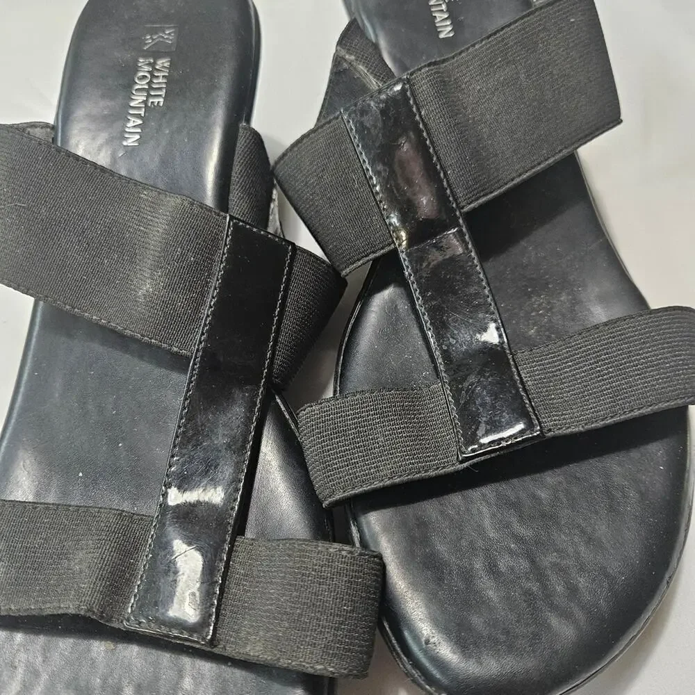 White Mountain Black Strappy Sandals